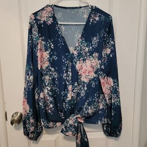 Floral front tie top